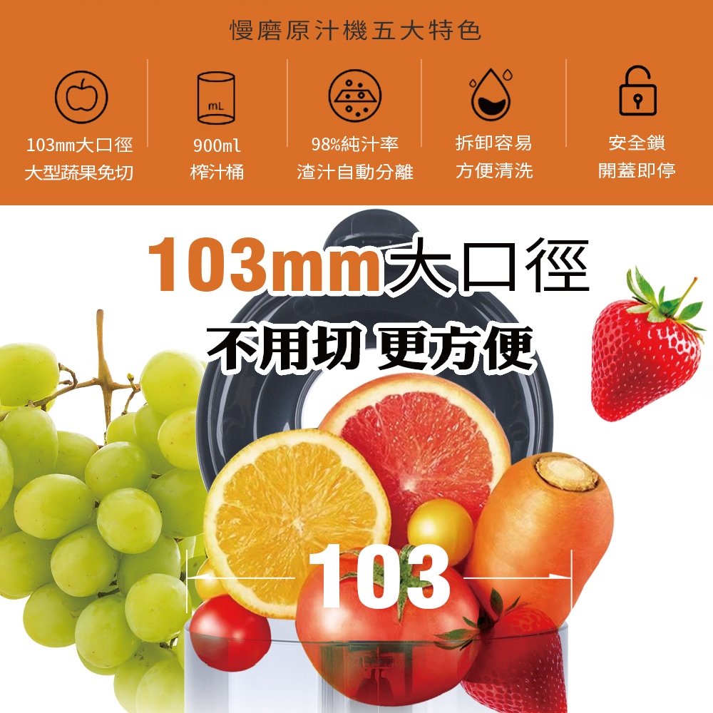 【普樂 Polar】萃取慢磨原汁機 PL-6125