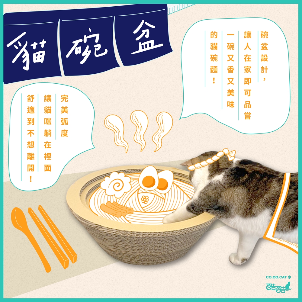 【富樂屋】酷酷貓 貓碗盆 貓抓板 100%台灣製紙箱貓抓板
