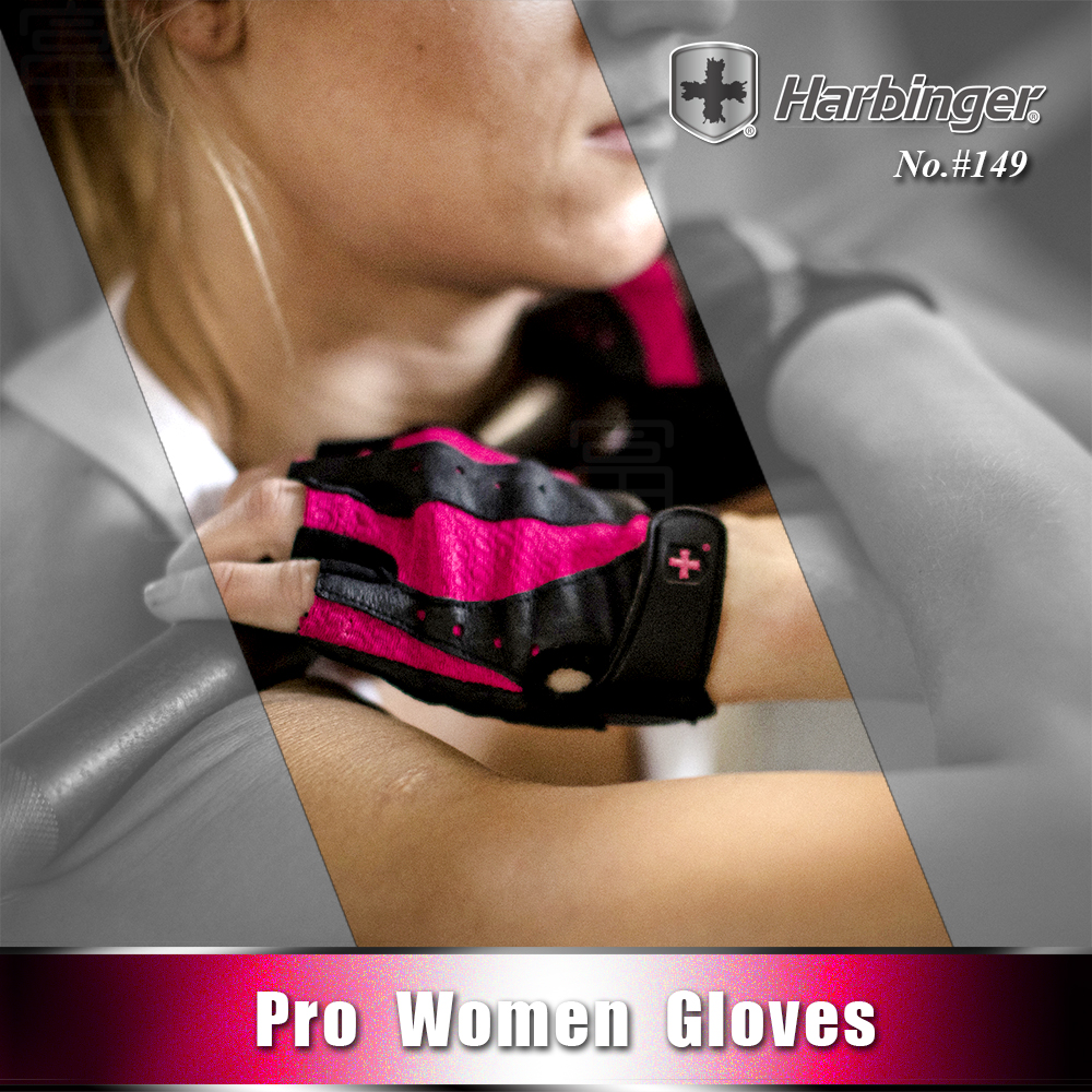 【Harbinger】#149 女款 黑粉 重訓健身用專業護腕手套 Pro Women