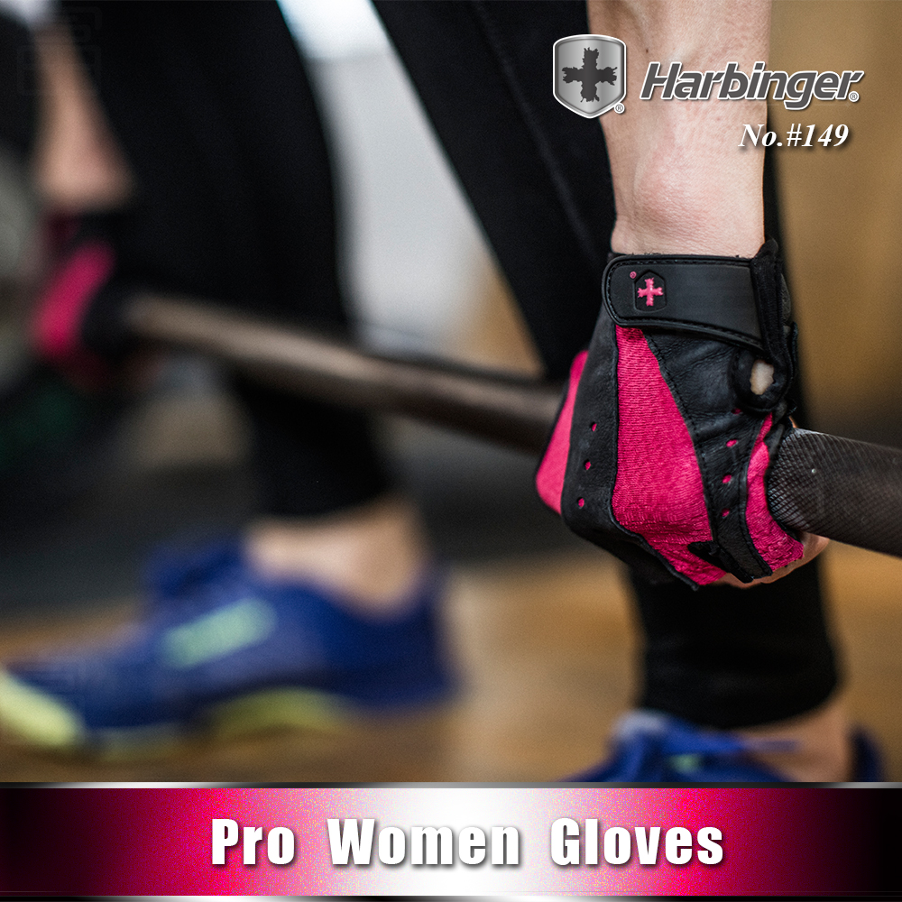 【Harbinger】#149 女款 黑粉 重訓健身用專業護腕手套 Pro Women