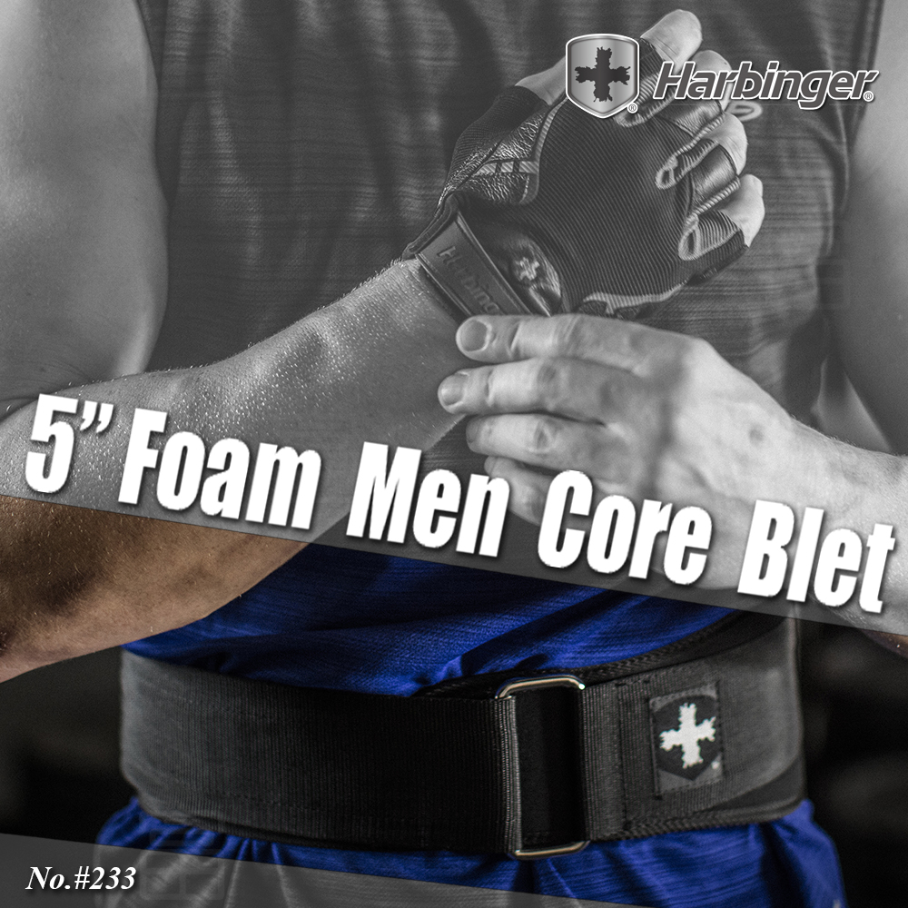 【Harbinger】#233 男款 黑色 專業重訓/健身腰帶 5" Foam Men core Belt
