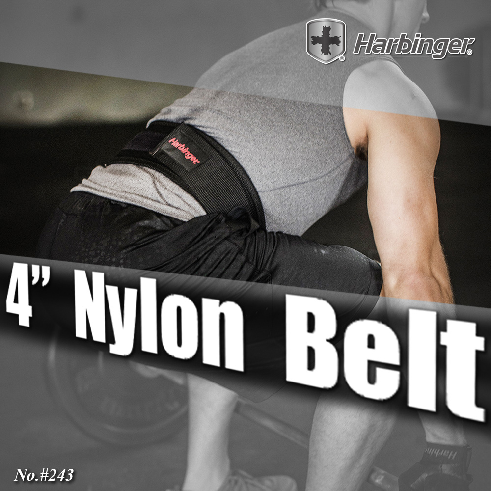 【Harbinger】#243 男款 黑色 專業重訓/健身腰帶 4" Nylon Belt（總代理公司貨）