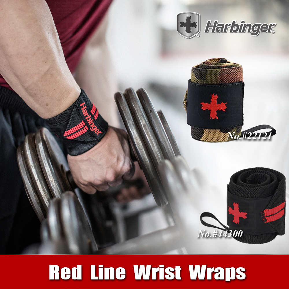【Harbinger】#44300 黑紅色 重訓護腕帶 Red Line Wrist Wraps 