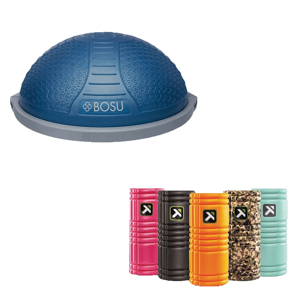 【居家健身組】BOSU NexGen Pro 專業版半圓平衡球+TRIGGER POINT 健康按摩滾筒【總代理公司貨】